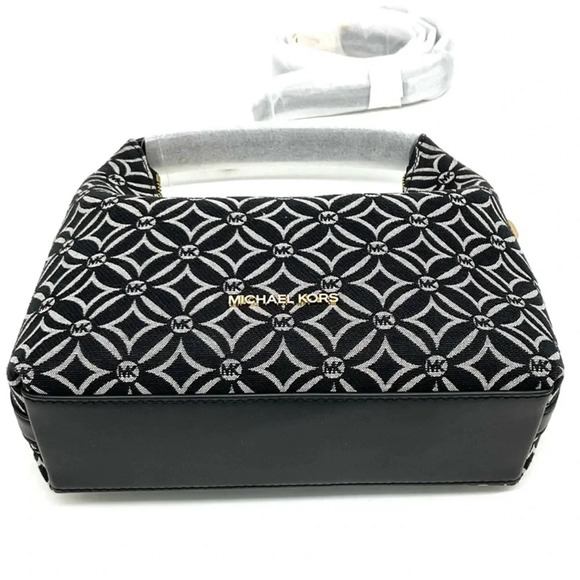 Michael Kors Ember Small Logo Jacquard Messenger Bag Black - Picture 7 of 11